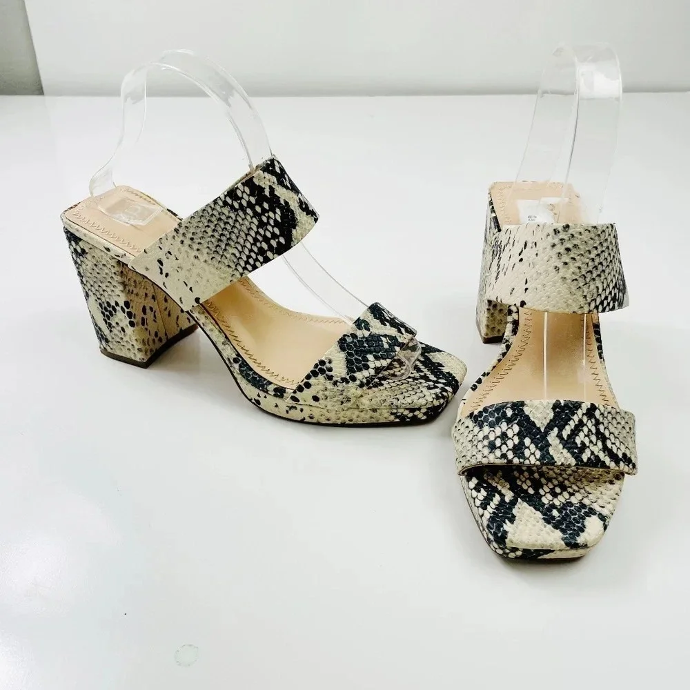 BP Karly Sandals Block Heel Snake Crocodile Print Platform Slide‎ Size 9